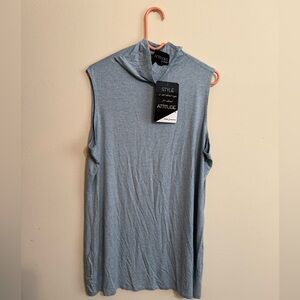 Attitudes by Renee Sleeveless Blue Gray Mock Neck 2X